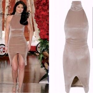 House of CB Sabrina champagne velvet dress.  Size Small